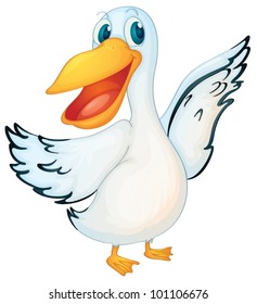 Cute animated pelican on white