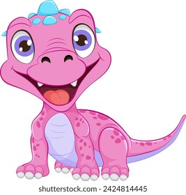 Cute animated pink dinosaur with a friendly smile
