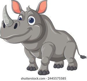 Cute animated rhinoceros with a cheerful expression