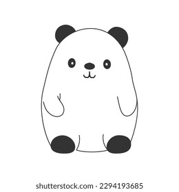 El oso de anime suave aislado en un fondo blanco. Símbolo kawaii. Panda, coala, divertido, amor, doodle, estilo japonés. Estilo plano.