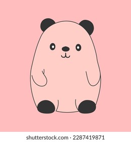 Oso de anime lindo de fondo rosa. Símbolo kawaii. Panda, coala, divertido, amor, doodle, estilo japonés. Estilo plano. Ilustración del vector