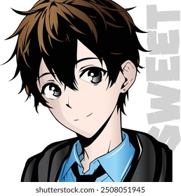 cute anime boy vector illustration