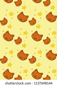 Cute anime cats heads and stars