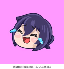 Cute Anime Chibi Head Laughing with Tears of Joy