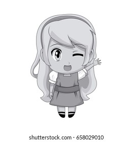 cute anime chibi little girl cartoon style