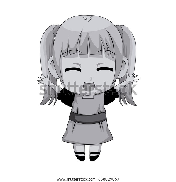 Cute Anime Chibi Little Girl Cartoon Stock Vector (Royalty Free ...