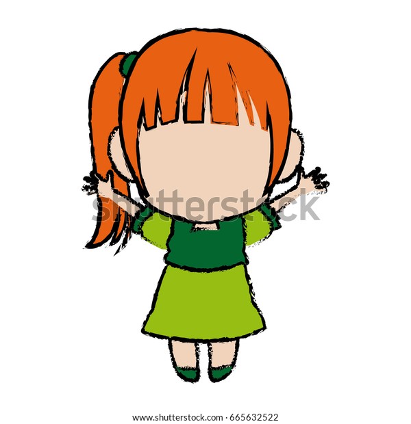 Cute Anime Chibi Little Girl Cartoon Stock Vector (Royalty Free ...