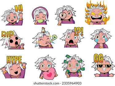 cute anime emoji with various styles