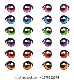 Cute anime eyes of all colors. 