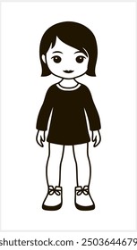 Cute Anime girl with big eyes isolated. Manga style. Hand drawn vector illustration