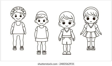 Cute Anime girl and boy isolated. Manga style. Hand drawn vector illustration. EPS 10