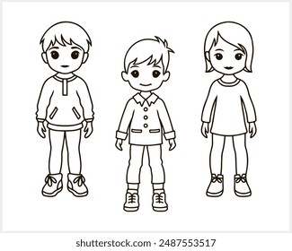 Cute Anime girl and boy isolated. Manga style. Hand drawn vector illustration. EPS 10