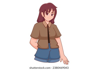 Cute Anime Girl Character Design Illustration