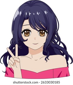 Cute Anime Girl Character Manga Style Vector