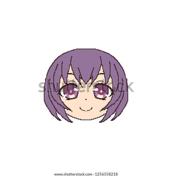 Cute Anime Girl Pixel Face Boy Stock Vector Royalty Free