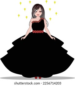 cute anime girl wearing a Dress.