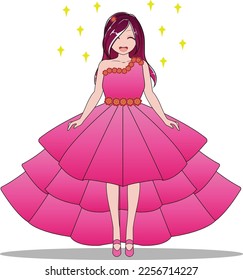 cute anime girl wearing a Dress.