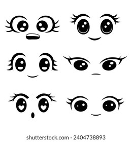 cute anime girl's eyes manga style for cartoon, element, comic and illustration