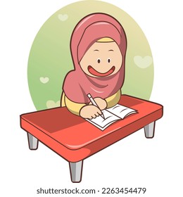 cute anime hijab learn to write book