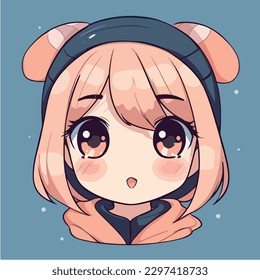 Cute anime kawaii girl cartoon character with vector illustration