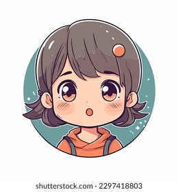 Cute anime kawaii girl cartoon character with vector illustration