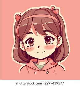 Caricatura de anime kawaii chica con ilustración vectorial