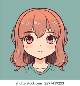 Cute anime kawaii girl cartoon character with vector illustration