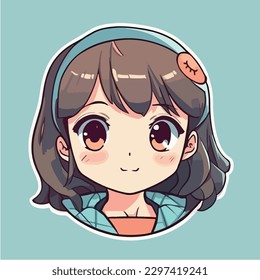 Cute anime kawaii girl cartoon character with vector illustration