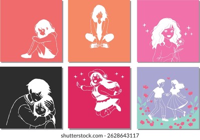 Cute anime quotes theme colorful layout vector illustration editable for website and banner