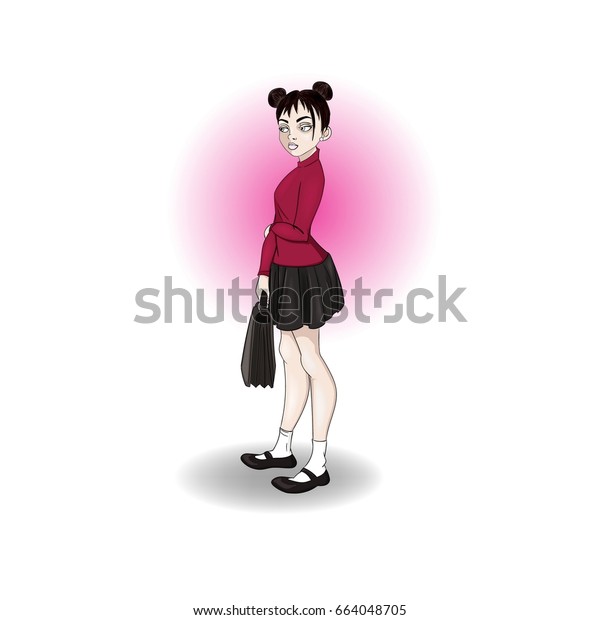 Cute Anime School Girl Odango Hairstyle Royalty Free Stock Image