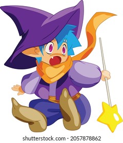 Cute Anime Style Halloween Cartoon Witch