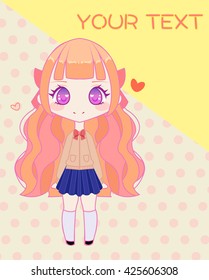 Cute anime style japanese school girl template