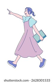 Cute anime-style female student, full body