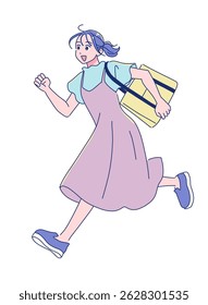 Cute anime-style female student, full body