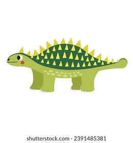 Cute ankylosaurus animal with spikes isolated on white background. Happy dinosaur print in cartoon style. Vector illustration