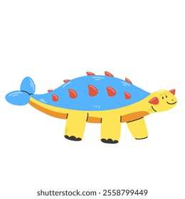 Cute ankylosaurus character isolated on a white background. Vector illustration.