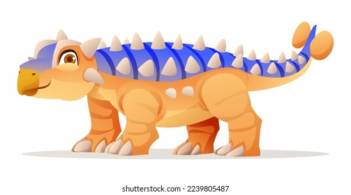 Cute ankylosaurus dinosaur cartoon illustration isolated on white background