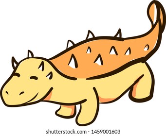 Cute ankylosaurus, illustration, vector on white background.