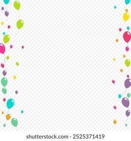 Cute Anniversary Ballon Vector Transparent Background. Surprise Baloon Design. Multicolor Glossy Cover. Red and Green and Yellow Jubilee Inflatable Ball Wallpaper.