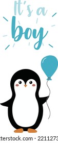 cute announcement card with a penguin