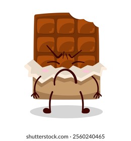 cute annoyed expression of bite chocolate bar character
