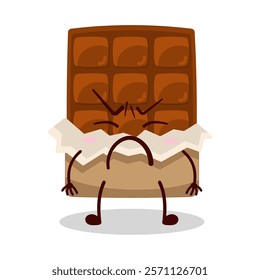 cute annoyed expression of bite chocolate bar character
