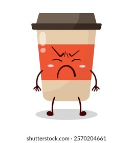 cute annoyed expression of coffee cup cartoon character
