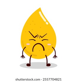 cute annoyed expression of gold drop cartoon character