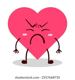 cute annoyed expression of heart cartoon character