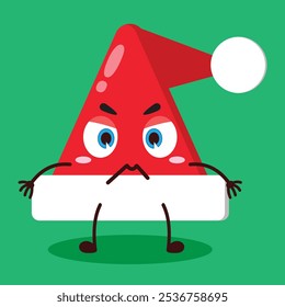 cute annoyed expression of Santa Clause hat character