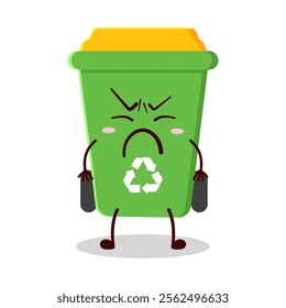 cute annoyed expression of trash bin cartoon character
