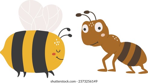 Cute ant and biene vector, Abstrakte Ameise und Bienengrafik, Vektorgrafik für Kinder