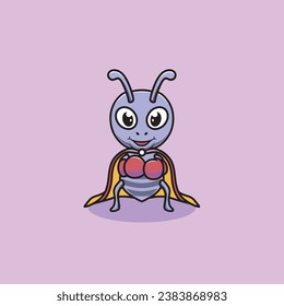 Cute ant is a boxer cartoon illustration