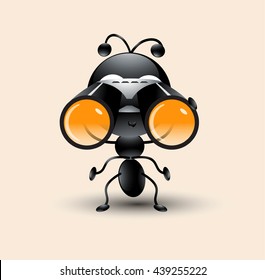 Cute Ant cartoon with binocular